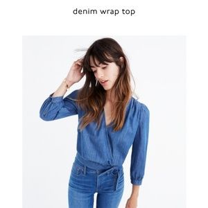 NWOT Madewell Denim Wrap Top, xs